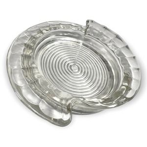 Vintage Clear Glass Ashtray Scalloped Mid Century Modern MCM Double Flare